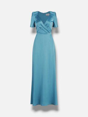 Theia Womens' Blue Marina Satin Gown Dress Size 4